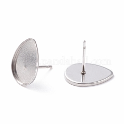変色しにくい304ステンレススチール製イヤリング金具  ティアドロップ  ステンレス鋼色  トレイ：14x10mm  14.5x10x1.2mm  ピン：0.8mm&nbsp;STAS-P198-24