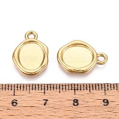 304ステンレススチールペンダントカボションセッティング  イオンプレーティング（ip）  ナゲット  18KGP本金メッキ  トレイ：10x8mm  17x12x2mm  穴：1.8mm&nbsp;X-STAS-T067-11G