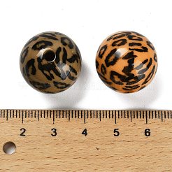 印刷された不透明なアクリルビーズ  ヒョウ柄のラウンド  ミックスカラー  19.5mm  穴：3.5mm&nbsp;SACR-F015-01B