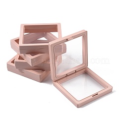 5個の正方形透明PE薄膜サスペンションジュエリーディスプレイボックス  リングネックレスブレスレットイヤリング収納用  ラベンダーブラッシュ  9x9x2cm&nbsp;CON-FS0001-19A