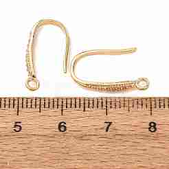 真鍮製マイクロパヴェキュービックジルコニアピアスフック  耳ワイヤー  カン付き  18KGP本金メッキ  18x2x9.5mm  穴：1.5mm  ピン：1mm&nbsp;KK-CBA8EB2-11G