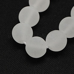 つや消し天然石クォーツクリスタルラウンドビーズ連売り  ホワイト  6mm  穴：1mm  約66個/連  15.74インチ&nbsp;G-L093-6mm-04