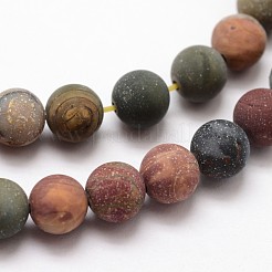 マットナチュラルポリクロームジャスパー/ピカソストーン/ピカソジャスパービーズ連売り  ラウンド  4mm  穴：1mm  約85~88個/連  14.7インチ&nbsp;X-G-K113-03-4mm
