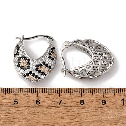 真鍮マイクロパヴェキュービックジルコニアV字フープピアス  長持ちメッキ  ラックめっき  鉛フリー＆カドミウムフリー  プラチナ  25x20.5x7mm&nbsp;EJEW-H165-06P