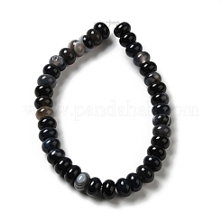 天然石黒瑪瑙ビーズ連売り  染め＆加熱  ロンデル  ブラック  8~8.5x4.5~5.5mm  穴：1.4mm  約41個/連  7.40~7.48''（18.8~19センチメートル）&nbsp;G-H295-C03-06
