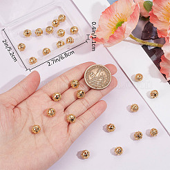 合金中空ビーズ30個  ラウンド  カドミウムフリー＆鉛フリー  18KGP本金メッキ  8x7~8mm  穴：1.5~2mm&nbsp;PALLOY-BBC0001-08