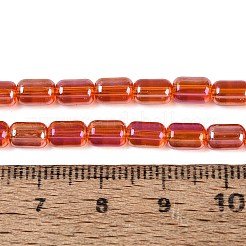 電気メッキ透明ガラスビーズ連売り  ナツメ  ABカラーメッキ  レッドオレンジ  6x4mm  穴：0.6~0.8mm  約59~62個/連  14.37~15.16インチ（36.5~38.5cm）&nbsp;EGLA-Q132-03A-A04