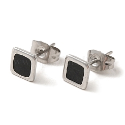 304ステンレススチールスクエアスタッドピアス  ENAMEと  ステンレス鋼色  6x6mm&nbsp;EJEW-C114-06P-01