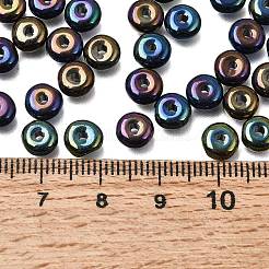 電気メッキ、焼き付け塗料、不透明ガラスビーズ  ロンデル  カラフル  6.5x3.5mm  穴：1.2mm  約4761個/1000g&nbsp;GLAA-A045-02
