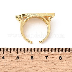 女性のための真鍮マイクロパヴェキュービックジルコニアカフリング  オープンリング  ゴールドカラー  ストライプ  27x11.5mm  内径：17.6mm&nbsp;RJEW-K312-01B-G