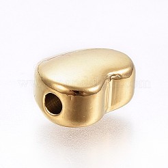304ステンレススチールビーズ  ハート  ゴールドカラー  10x12x6mm  穴：2.5mm&nbsp;LS-STAS-H458-41G