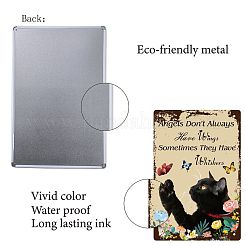 長方形の金属鉄の看板ポスター  家の壁の装飾のため  猫の模様  300x200x2.2mm&nbsp;AJEW-WH0157-331
