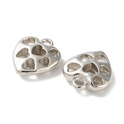 CCBプラスチックペンダント  ハートチャーム  プラチナ  20x18x5.5mm  穴：2mm&nbsp;CCB-C001-02P