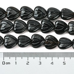 ナチュラルブラックオニキスビーズ連売り  染め＆加熱  ハート  11.5~12x12x5~5.5mm  穴：1mm  約36個/連  15.75''（40センチメートル）&nbsp;G-D067-E01