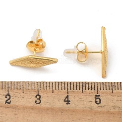 女性用304ステンレススチールスタッドピアス  菱形  ゴールドカラー  17.5x7mm&nbsp;STAS-Z117-21G