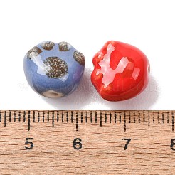 手作りの陶器ビーズ  足跡  手描き  ミックスカラー  11.5x13x10mm  穴：2mm&nbsp;PORC-F013-01