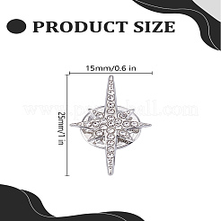 スター合金ラインストーンラペルピン1個  プラチナ  25x15mm&nbsp;JEWB-LP0004-17