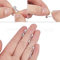 3個 3スタイル トレンディ 925スターリングシルバーピンチベイル  アイスピックピンチベイル  葉っぱとコインの形  プラチナ  13~18x4~5x7.5~9mm  1個/スタイル&nbsp;STER-SC0001-32
