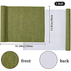 DIY 模造リネン生地  ペーパーバック付き  製本用  ベルベットボックス作り  オリーブ  300x1300mm&nbsp;DIY-WH0349-139K