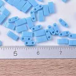 MIYUKIハーフティラビーズ  日本製シードビーズ  2の穴  （htl413)不透明なターコイズブルー  5x2.3x1.9mm  穴：0.8mm  約1250個/50g&nbsp;SEED-X0054-HTL0413