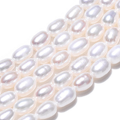 天然養殖淡水パールビーズ連売り  ライス  貝殻色  5~6x4~4.5mm  穴：0.7~0.8mm  約29~31個/連  7.09インチ（18cm）&nbsp;PEAR-N012-04K