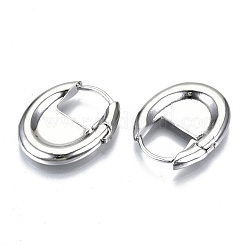 真鍮huggieフープピアス  オーバル  ニッケルフリー  プラチナメッキ  23x18.5x3mm  ピン：1mm&nbsp;EJEW-N011-41P-NF