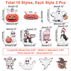 20個 10スタイル 天然木 ビッグペンダント  ハロウィン用  カボチャ＆ゴースト＆スカル＆キャット＆ドッグ＆ミイラ  ミックスカラー  71~119x56~111x2~4mm  穴：3~4mm  2個/スタイル&nbsp;WOOD-CA0001-50