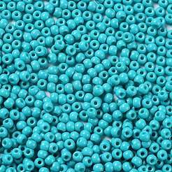 焼付塗装ガラスシードビーズ  ラウンド  ダークターコイズ  4x3mm  穴：1.2mm  約7650個/ポンド&nbsp;SEED-H002-I-A507