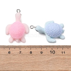 不透明樹脂ペンダント  亀のチャーム  プラチナ鉄ループ付き  ミックスカラー  33.5x22.5x10mm  穴：2mm&nbsp;FIND-H069-04P