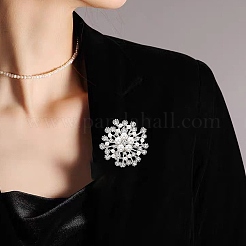 女性用フラワー合金ラインストーンブローチ  プラチナ  45x45mm&nbsp;DJ-PW-WGD2C4F-01