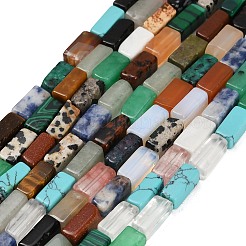 天然＆合成混合石ビーズ連売り  直方体の  染めと未染色の混合  11.5~13x5.5~6x4.5~6.5mm  穴：1mm  約33個/連  15.35''~15.55''（39~39.5センチメートル）&nbsp;GG-CBA5B6F-G01-01
