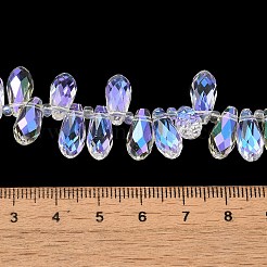 電気メッキガラスビーズセット  虹メッキ  多面カット  ティアドロップ  トップ掘削  ライラック  13x7x7mm  穴：1mm  約100個/連  19.29''（49センチメートル）&nbsp;EGLA-B006-01A-FR03
