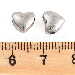 変色しない304ステンレススチールビーズ  ハート  ステンレス鋼色  7x7.5x4mm  穴：1.8mm&nbsp;STAS-L082-010P