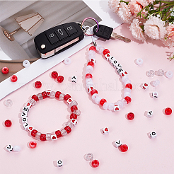 バレンタインデーをテーマにしたDIYビーズキット  アクリルビーズ入り  プラスチックビーズ  ミックスカラー  6~7x7~9x7~9mm  穴：2~3.8mm  800個/セット&nbsp;DIY-SP0002-04