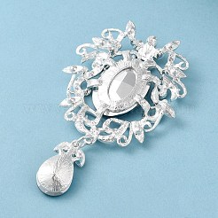 亜鉛合金ガラス大きなペンダント  ラインストーン付き  花のチャーム  シアン  86~86.5x50x10mm  穴：8x6mm&nbsp;PALLOY-Z017-02A-S