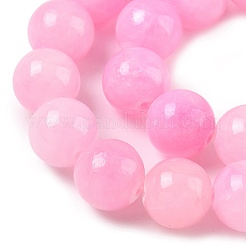 天然石馬山ジェイドラウンドビーズ連売り  染め  パールピンク  10mm  穴：1mm  約41個/連  15.7インチ&nbsp;G-D263-10mm-XS23-01
