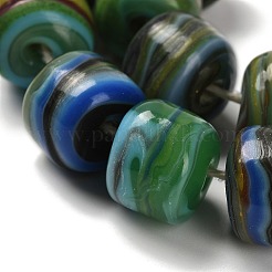 手作りランプワークビーズ連売り  ラウンド  グリーン  13.5~14x11~12mm  穴：3~4mm  約15個/連  7.09インチ（18cm）&nbsp;LAMP-C016-03C-02
