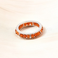 オリジナルデザインのスターリングシルバーの指輪925個  ナチュラルカーネリアンと  プラチナメッキ  5.5mm  内径：18mm&nbsp;RJEW-D321-01F-P