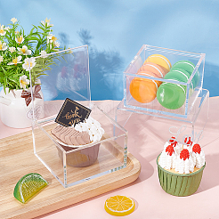 透明なプラスチックのギフト用の箱  フリップカバー付き  正方形  透明  9.9x9.9x6cm  内径：9.2x9.2x5.2のCM&nbsp;CON-WH0087-68B