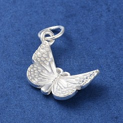 スターリングシルバーの昆虫チャーム925個  丸カン付き  シルバーカラー  蝶  11.5x14x2mm  穴：3.8mm&nbsp;STER-E071-05S-03