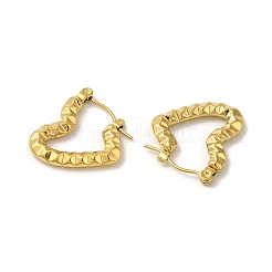 女性用304ステンレスフープピアス  テクスチャードハート  ゴールドカラー  19.5x3mm&nbsp;EJEW-B054-15G