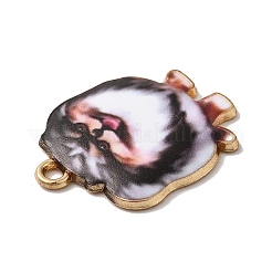 合金ペンダント  カドミウムフリー＆ニッケルフリー＆鉛フリー  犬  桃パフ  23.5x18.5x2.5mm  穴：2mm&nbsp;PALLOY-E028-01LG-02