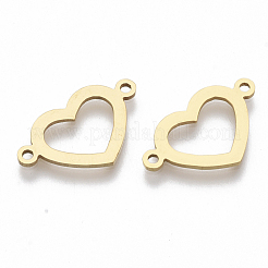 201 ステンレススチールリンクコネクター  レーザー切断  ハート  ゴールドカラー  12x20x1mm  穴：1.4mm&nbsp;STAS-R104-029G