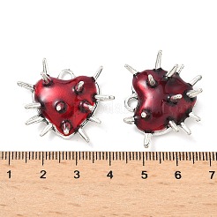 合金エナメルチャーム  とげのあるハートのチャーム  アンティークシルバー  24x30.5x10.5mm  穴：3mm&nbsp;FIND-G104-01AS
