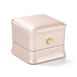 Puレザージュエリーボックス  レジンクラウン付き  リング包装箱用  正方形  ピンク  5.9x5.9x5cm&nbsp;LS-CON-C012-03B