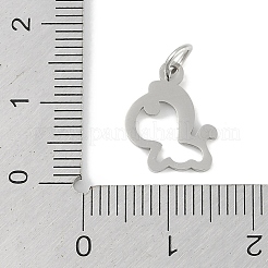 変色しない304ステンレススチールペンダント  十二支のチャーム  丸カン付き  馬  13.5x11x0.9mm  穴：3.1mm&nbsp;STAS-L279-001P-07