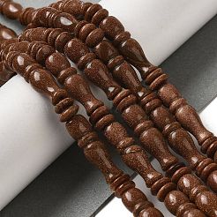 合成ゴールドストーン金砂石ビーズ連売り  テクスチャチューブ  イスラム教のロザリオ用祈りビーズ  24.5x7mm  穴：0.6mm  約36個/連  14.84''（37.7センチメートル）&nbsp;G-B078-C03-01