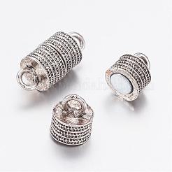 チベットスタイルの合金マグネットクラスプとループ  コラム  ミックスカラー  19x8mm  穴：2.5mm&nbsp;PALLOY-F185-03