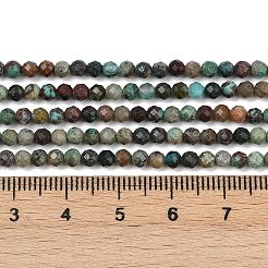 天然石クリソコラビーズ連売り  多面カット  ラウンド  3.5mm  穴：0.7mm  約124個/連  15.31''（38.9センチメートル）&nbsp;G-G204-A03-3.5mm