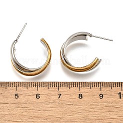 304ステンレススチールスタッドピアス  ハーフフープピアス  低刺激性のイヤリング  ゴールデン·ステンレス鋼色  26x19x7mm  ピン：0.8mm&nbsp;X-EJEW-O066-03M